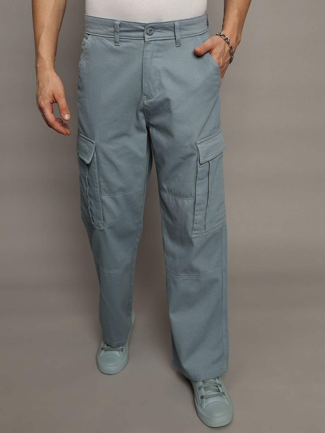 

The Roadster Lifestyle Co Loose Fit Cargo Trousers, Blue