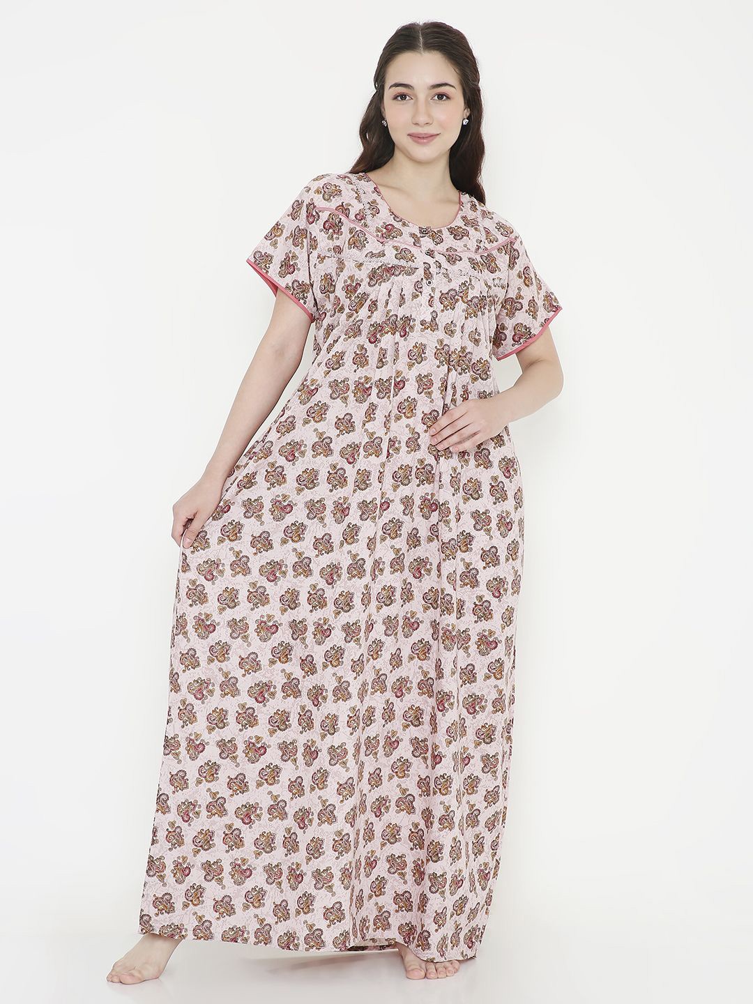 

NIGHTSPREE Printed Maxi Nightdress, Pink