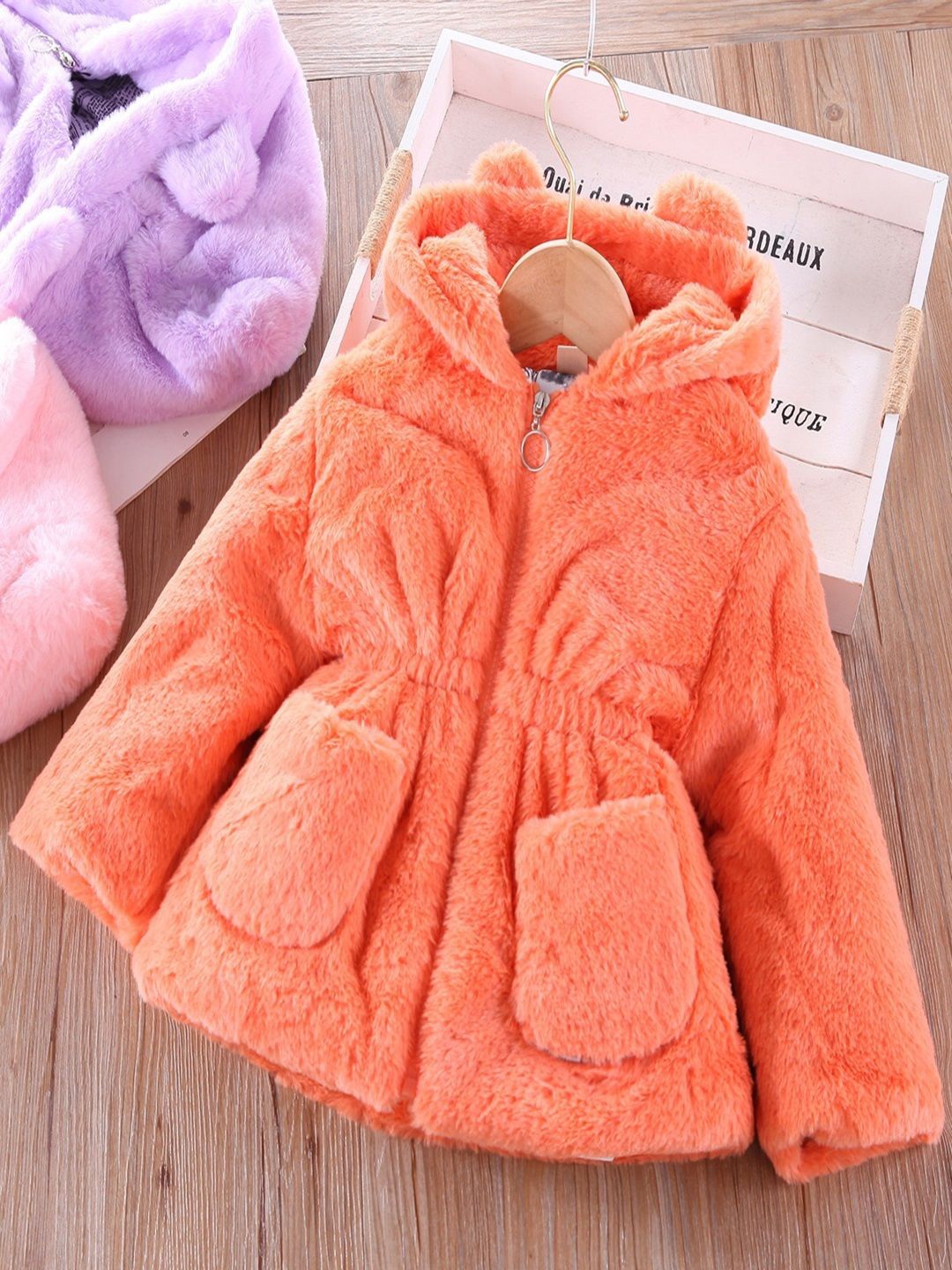 

Xsole Kids Hooded Single-Breasted Overcoats, Orange