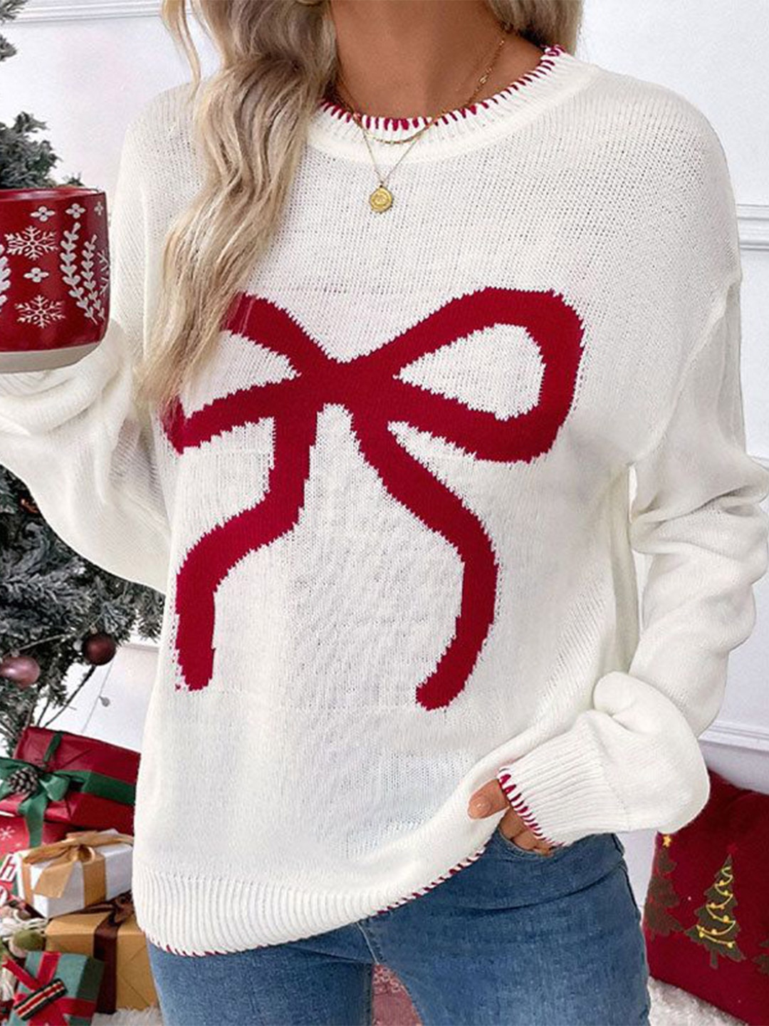 

StyleCast Women Printed Pullover, White