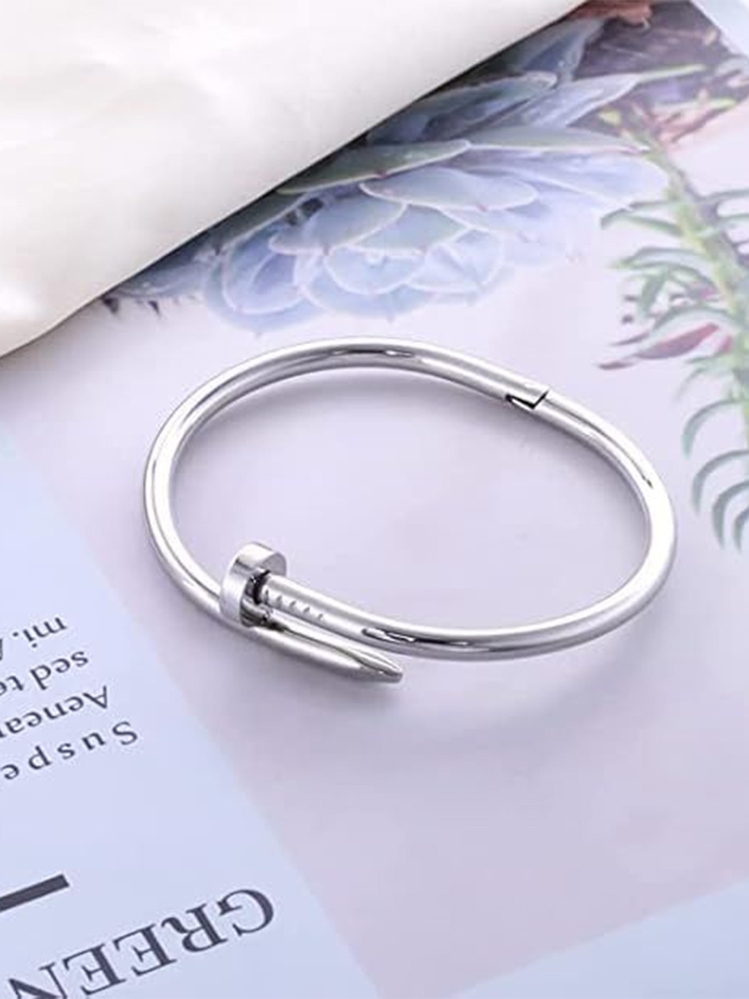 

DIVASTRI Stainless Steel Anti Tarnish Nail Kada Bracelet, Silver