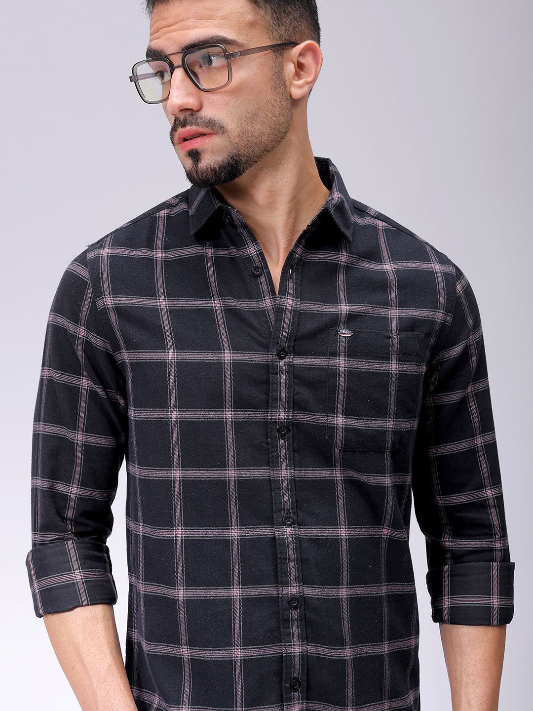 

The Indian Garage Co Men Slim Fit Opaque Checked Casual Shirt, Black