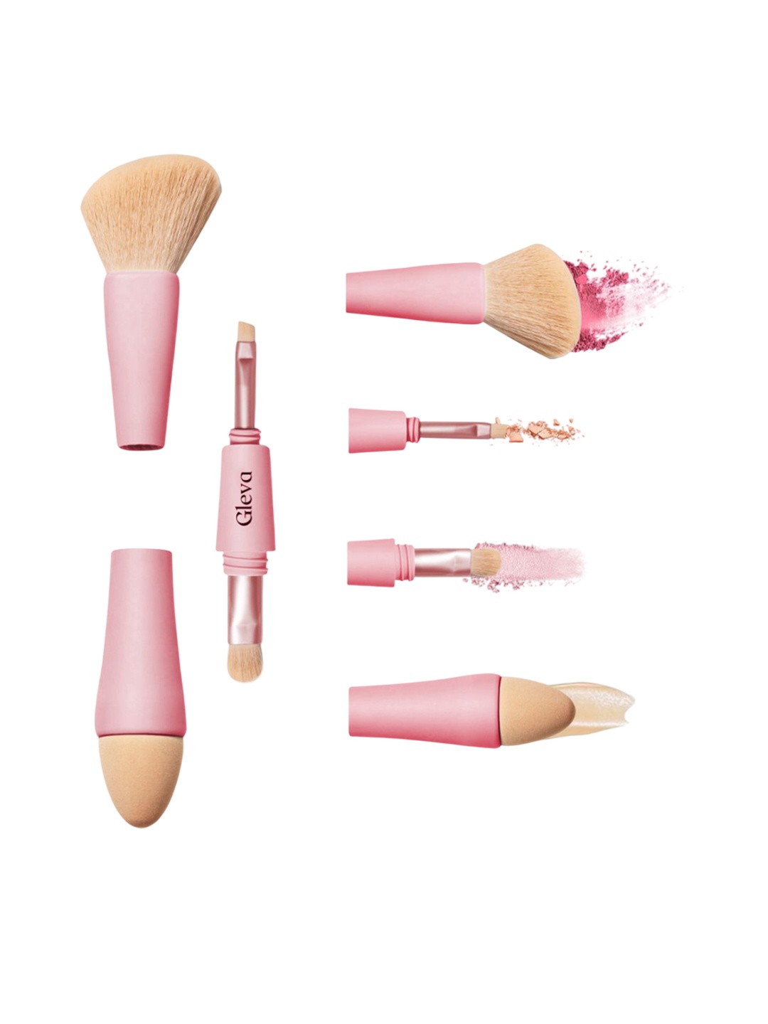 

Gleva The Multi Tasker 4-In-1 Travel Makeup Brush, Pink