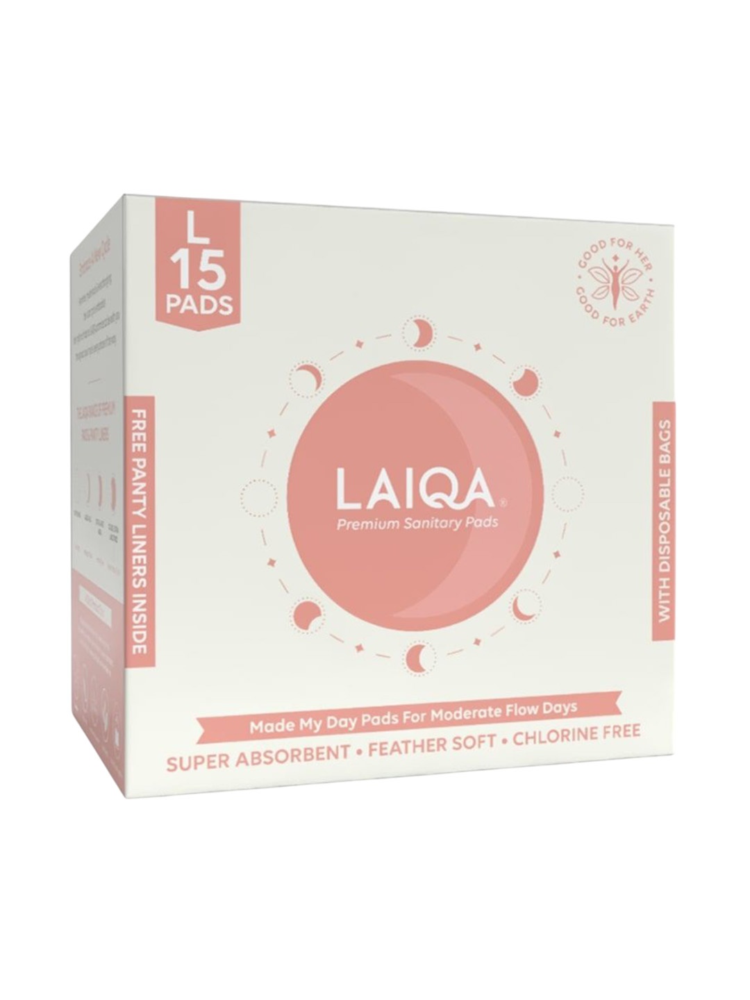 

LAIQA Leak Guard Premium Sanitary Pad- 15 Pads- L, White