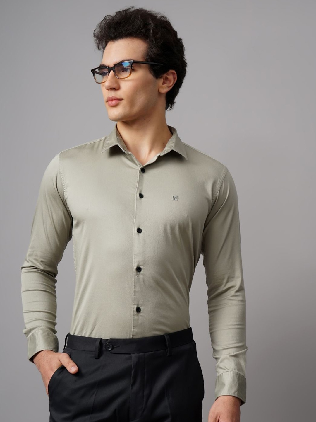 

PAUL STREET Men Standard Slim Fit Opaque Semiformal Shirt, Green