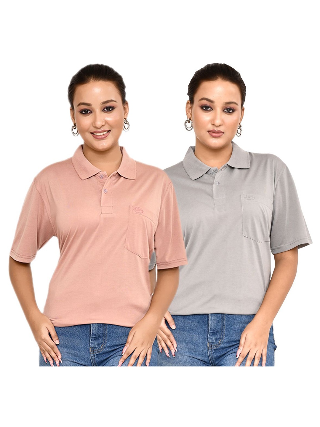 

RAPL Women 2 Polo Collar T-shirt, Multi