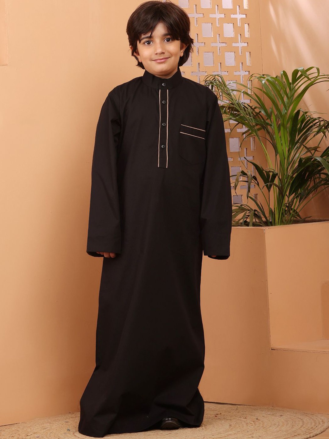 

NABIA Boys Thread Work Kurta, Black