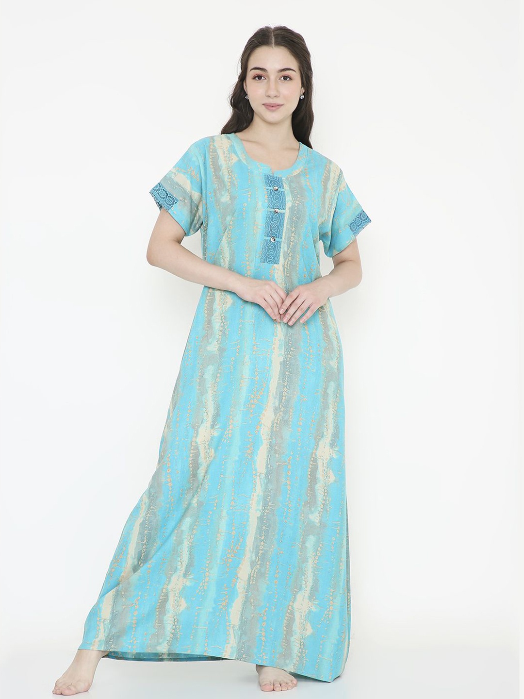

NIGHTSPREE Printed Maxi Nightdress, Blue