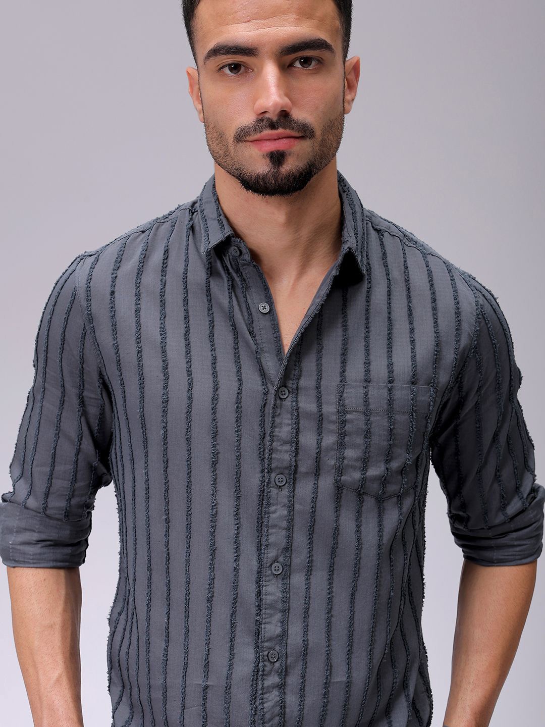 

The Indian Garage Co Men Slim Fit Opaque Casual Shirt, Grey