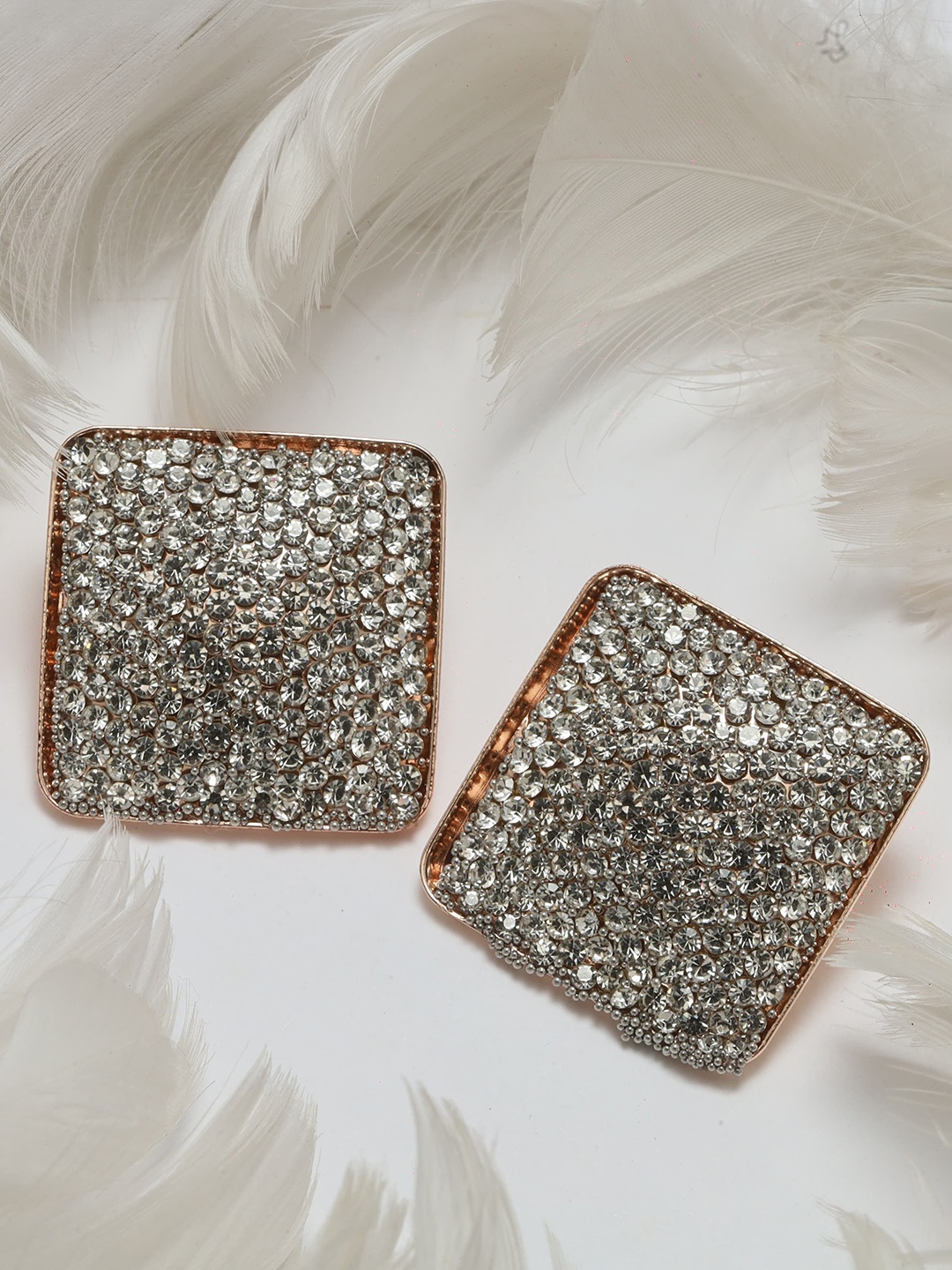 

Maansh Contemporary Gold-Plated Studs Earrings, Silver