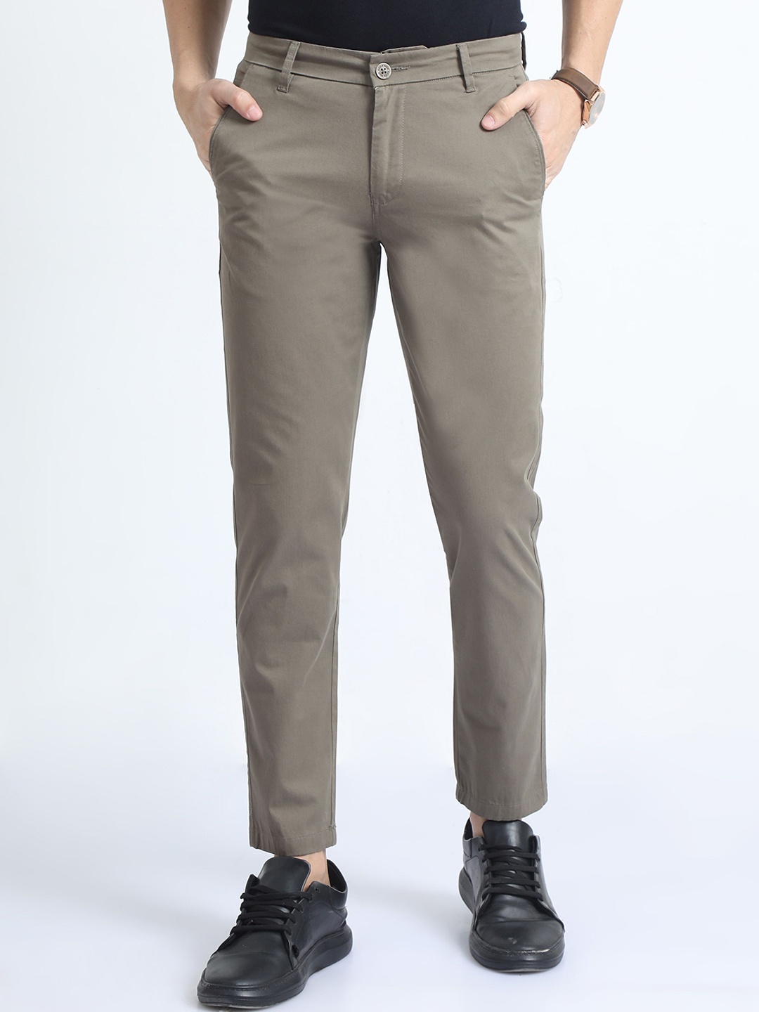 

RIGS AND RAGS Men Smart Slim Fit Chinos Trousers, Taupe