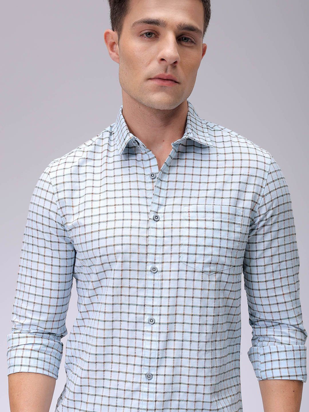 

The Indian Garage Co Men Slim Fit Opaque Checked Casual Shirt, Blue