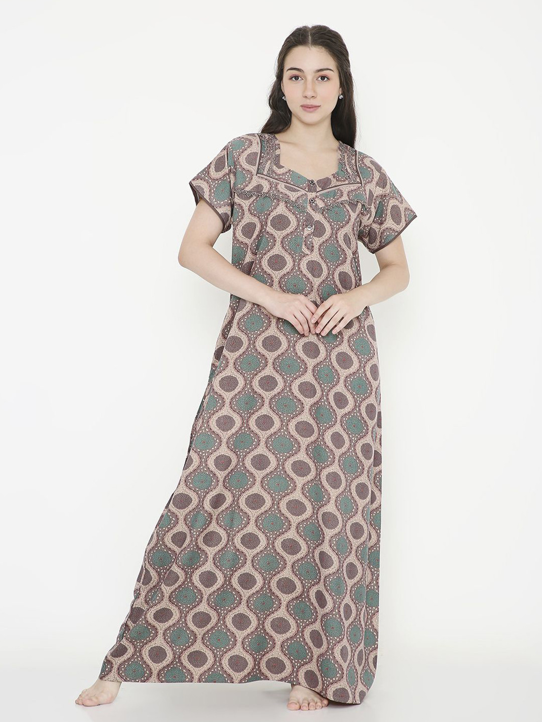 

NIGHTSPREE Printed Maxi Nightdress, Grey