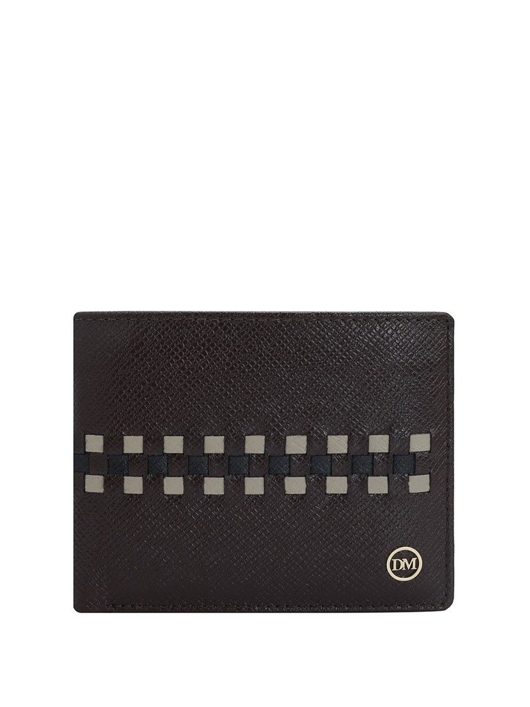 

Da Milano Men Geometric Textured Leather Two Fold Wallet, Brown