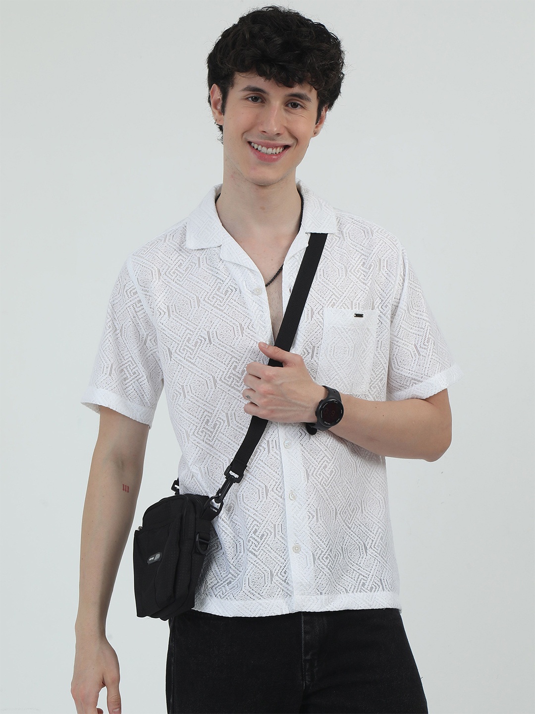 

RIGS AND RAGS Men Original Floral Opaque Printed Casual Shirt, White