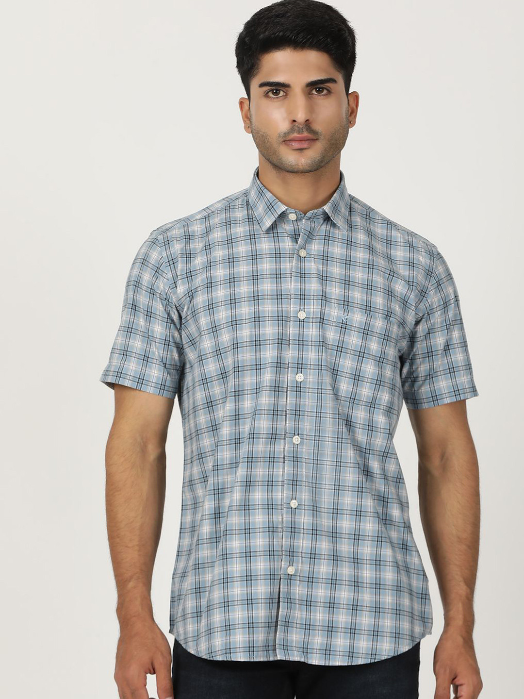 

Greenfibre Men Opaque Checked Casual Shirt, Blue