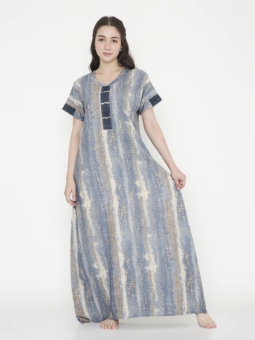 

NIGHTSPREE Printed Maxi Nightdress, Grey