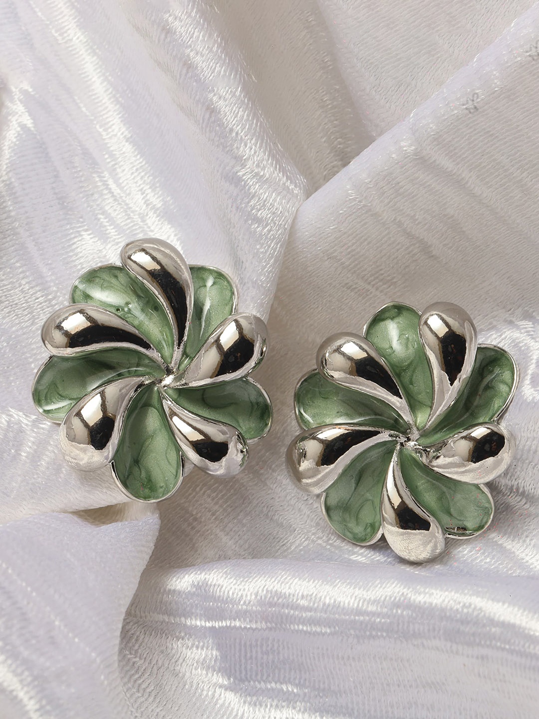 

Maansh Contemporary Silver-Plated Studs Earrings