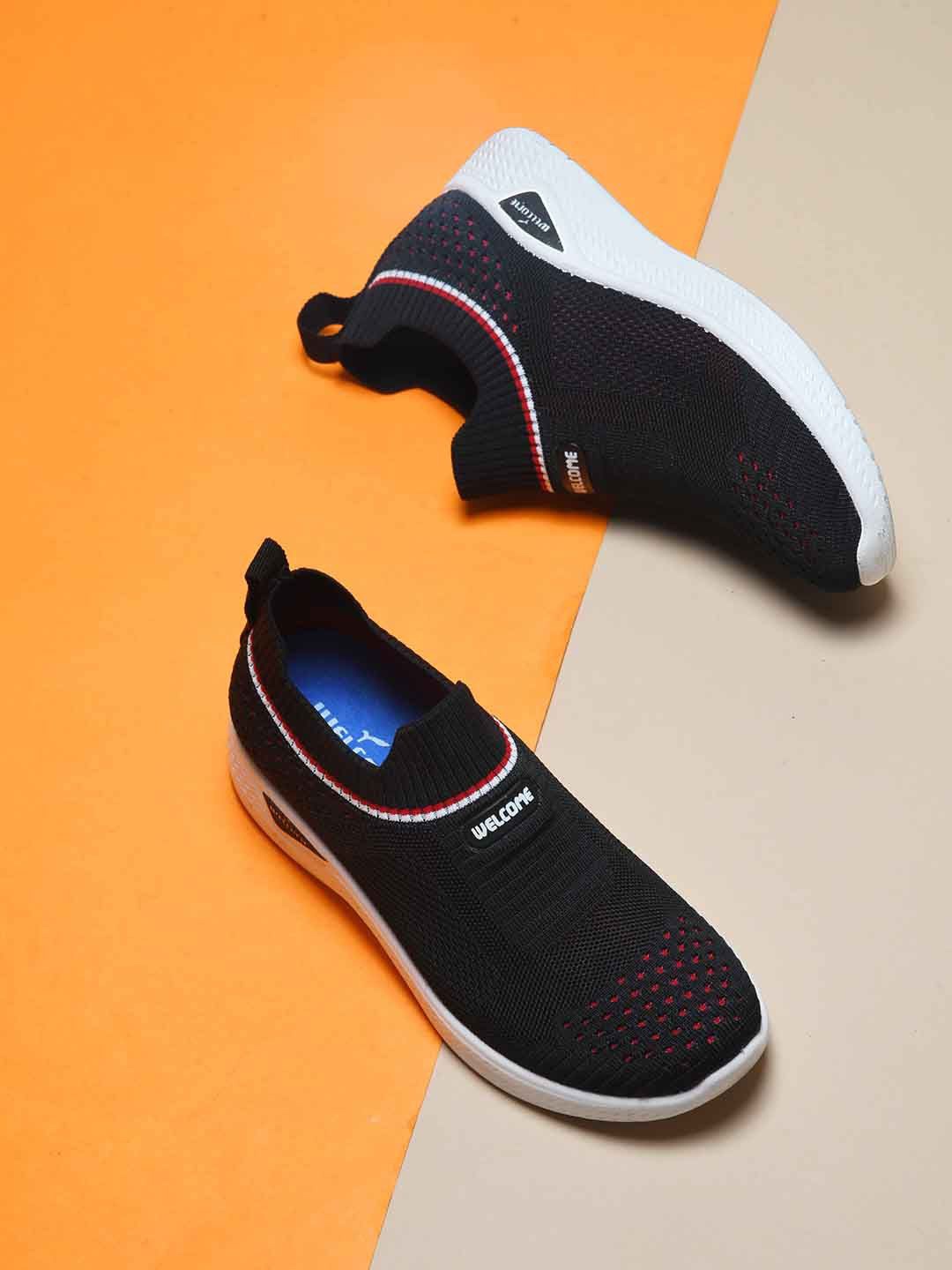 

WELCOME Unisex Kids Mesh Walking Non-Marking Shoes, Black