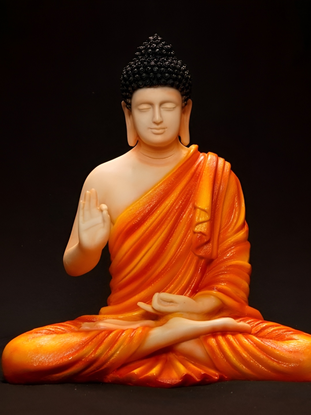 

NAYRA HANDICRAFTS Orange Buddha Idol Showpiece