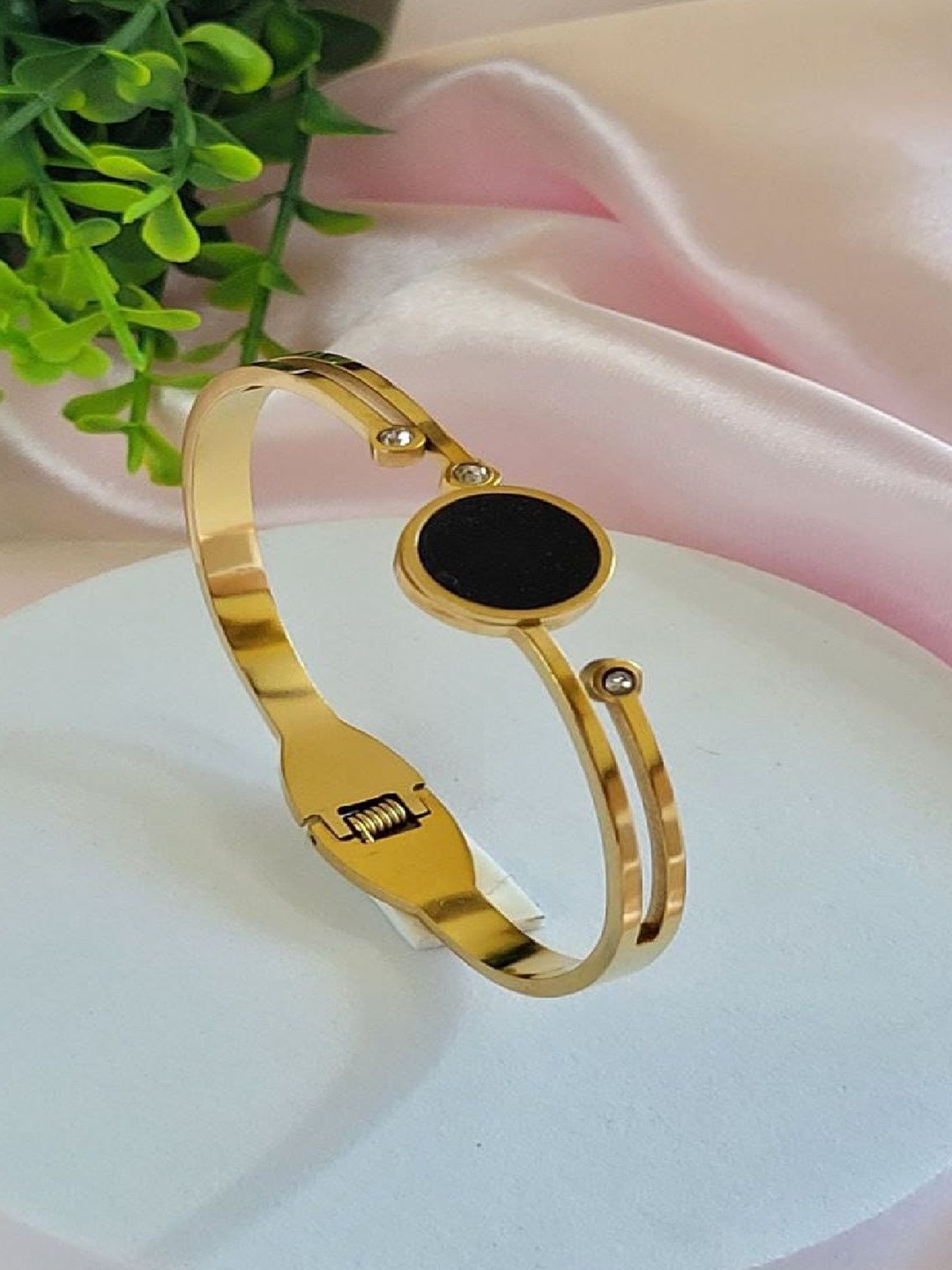 

RUHI COLLECTION Unisex Hand Painted Rhodium-Plated Cuff Bracelet, Gold