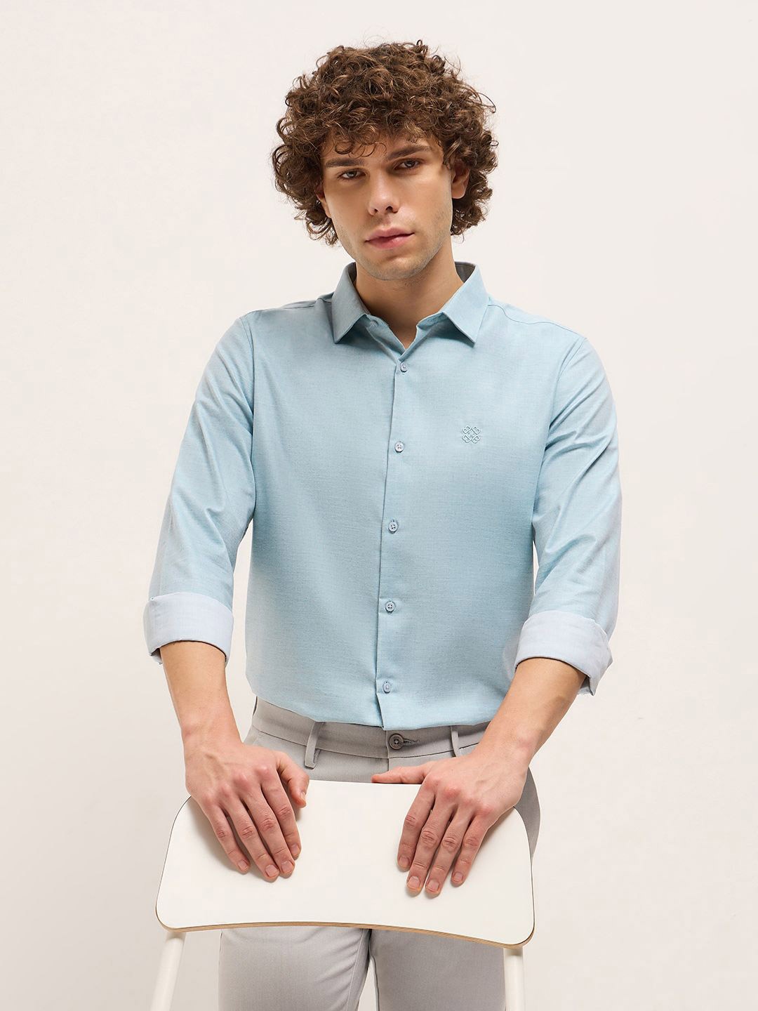

THE BEAR HOUSE Men Tailored Fit Opaque Formal Shirt, Blue