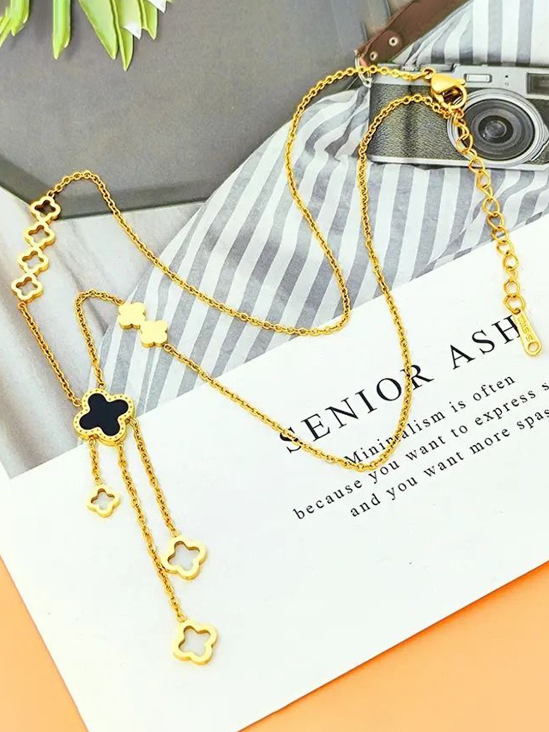 

DIVASTRI Gold Plated CZ Stone Studded Stainless Steel Anti Tarnish Chain