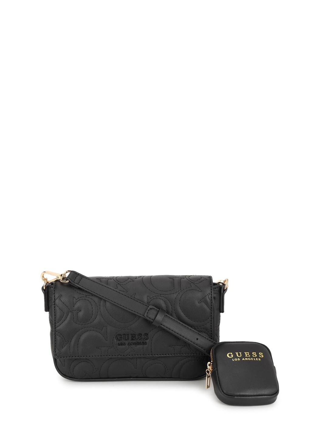 

GUESS Textured PU Bowling Shoulder Bag, Black