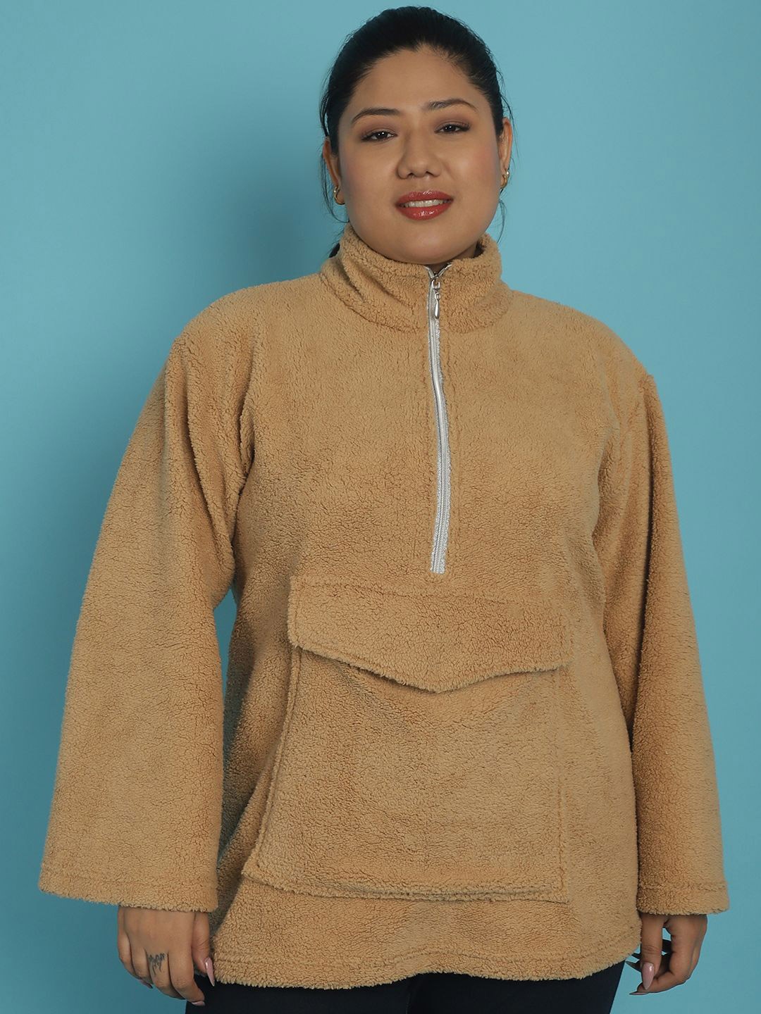 

theRebelinme Women Sweatshirt, Camel brown