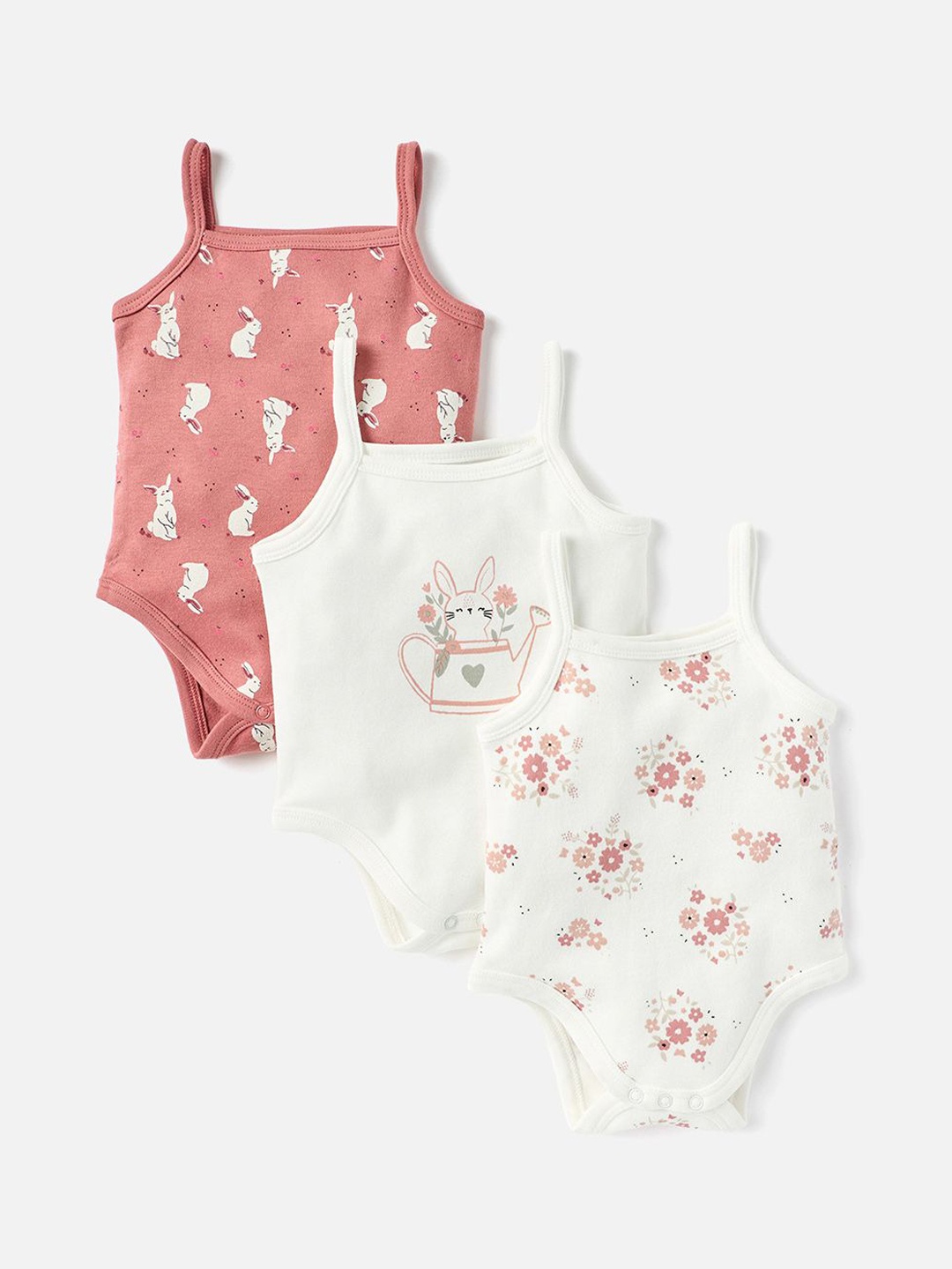 

Juniors by Babyshop Infant Girls Set Of 3 Printed Cotton Bodysuit, Pink
