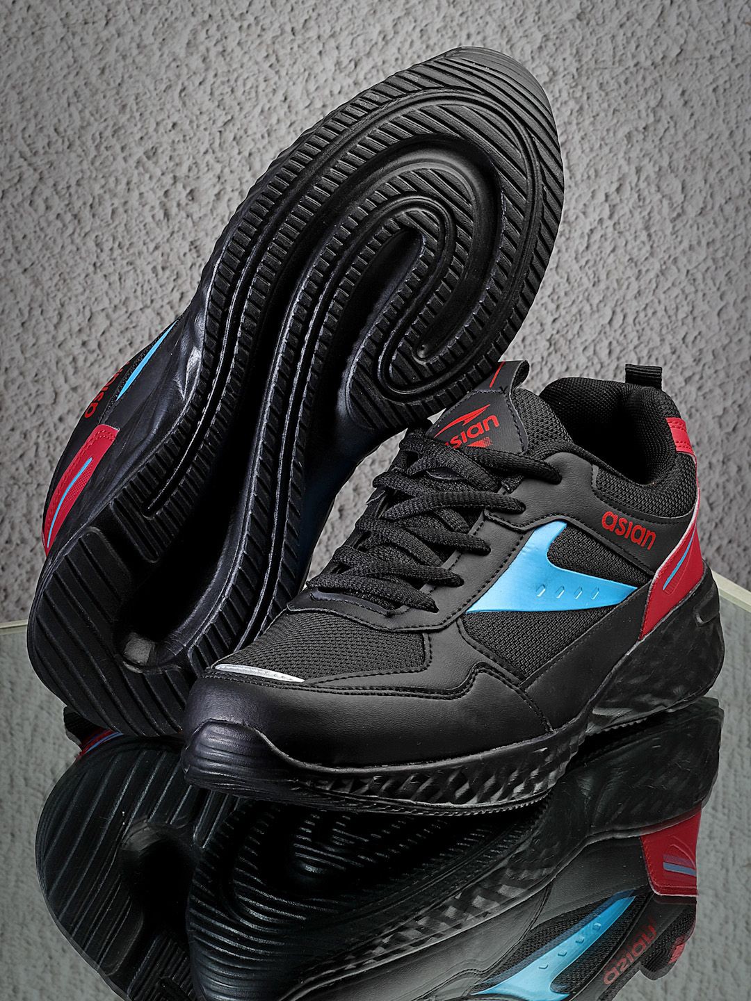 

ASIAN Men Mesh Running Non-Marking Shoes, Black