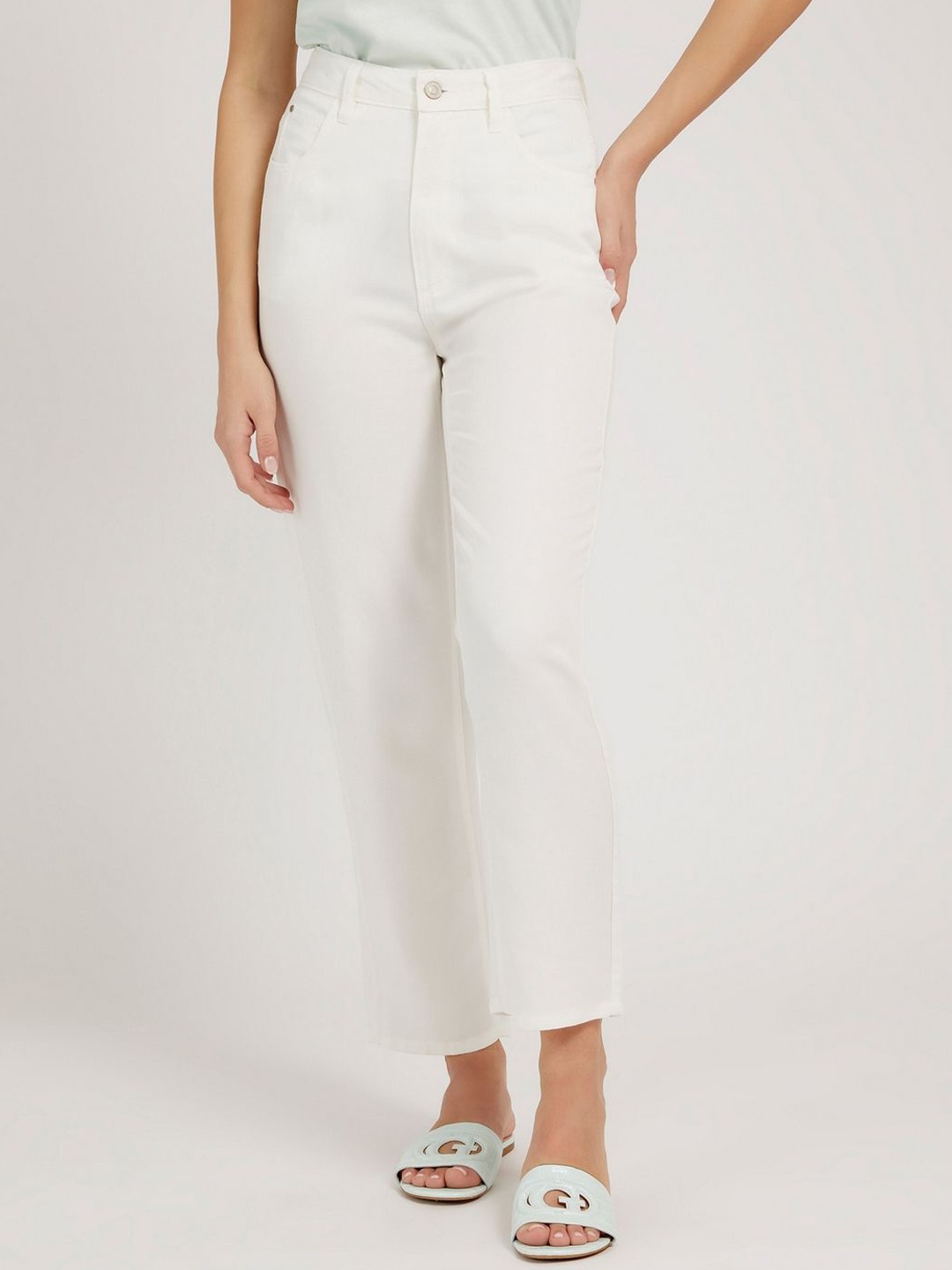 

GUESS Women High-Rise Trousers, Off white