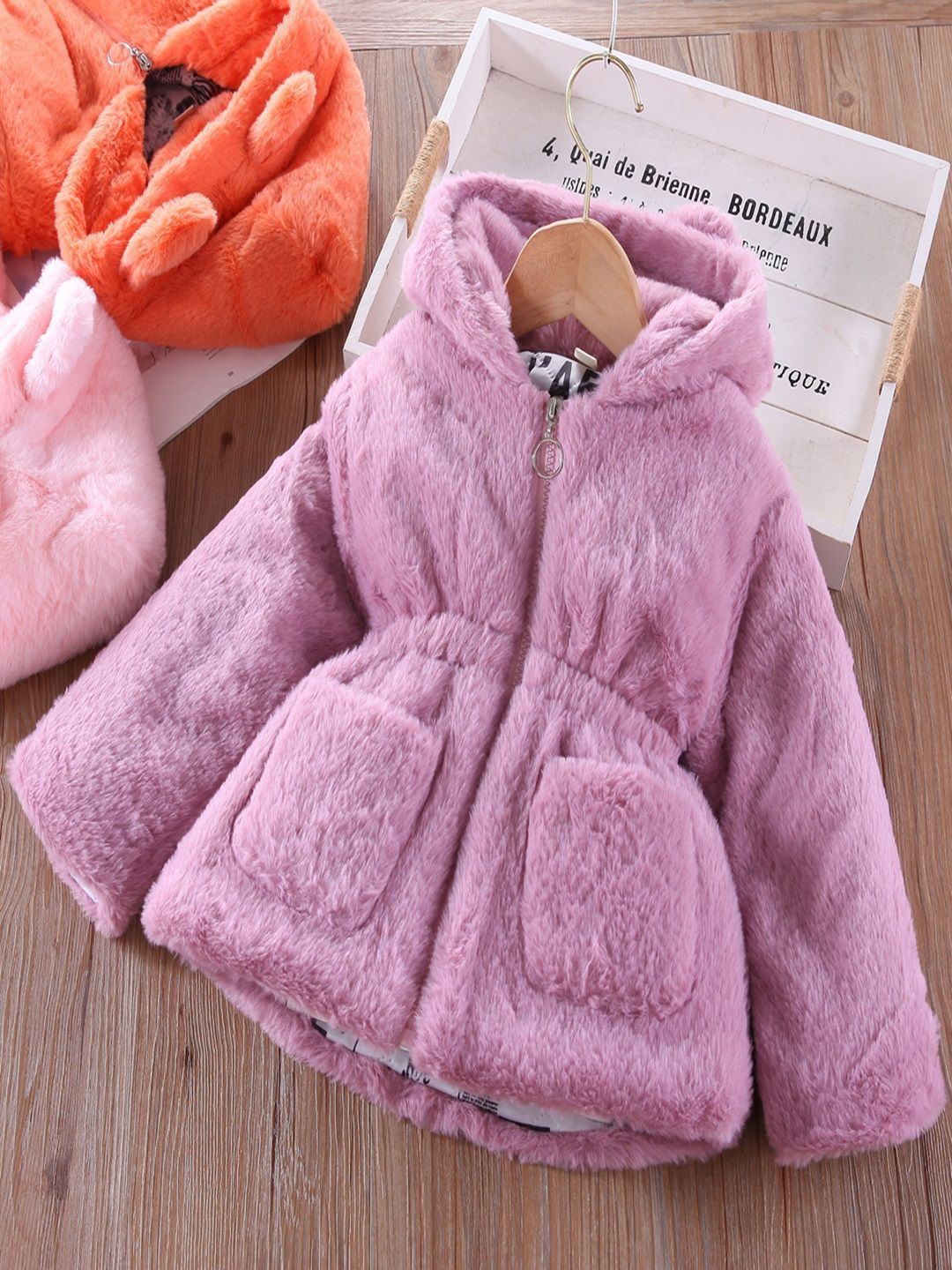 

Xsole Kids Hooded Over Coat, Pink