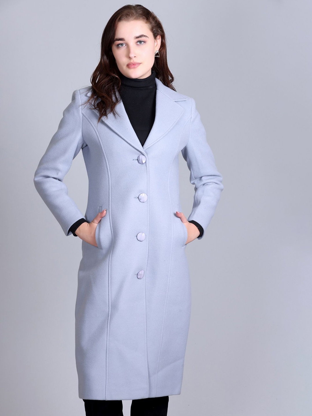 

Winter Wonders Self-Design Single Breasted Overcoats, Grey