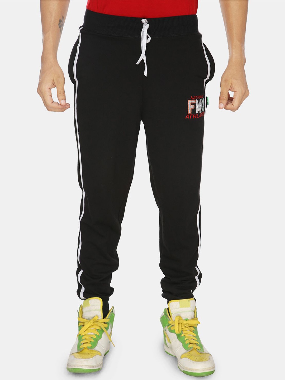

FILMAX ORIGINALS Men FMX National Athletic Printed Pure Cotton Joggers, Black