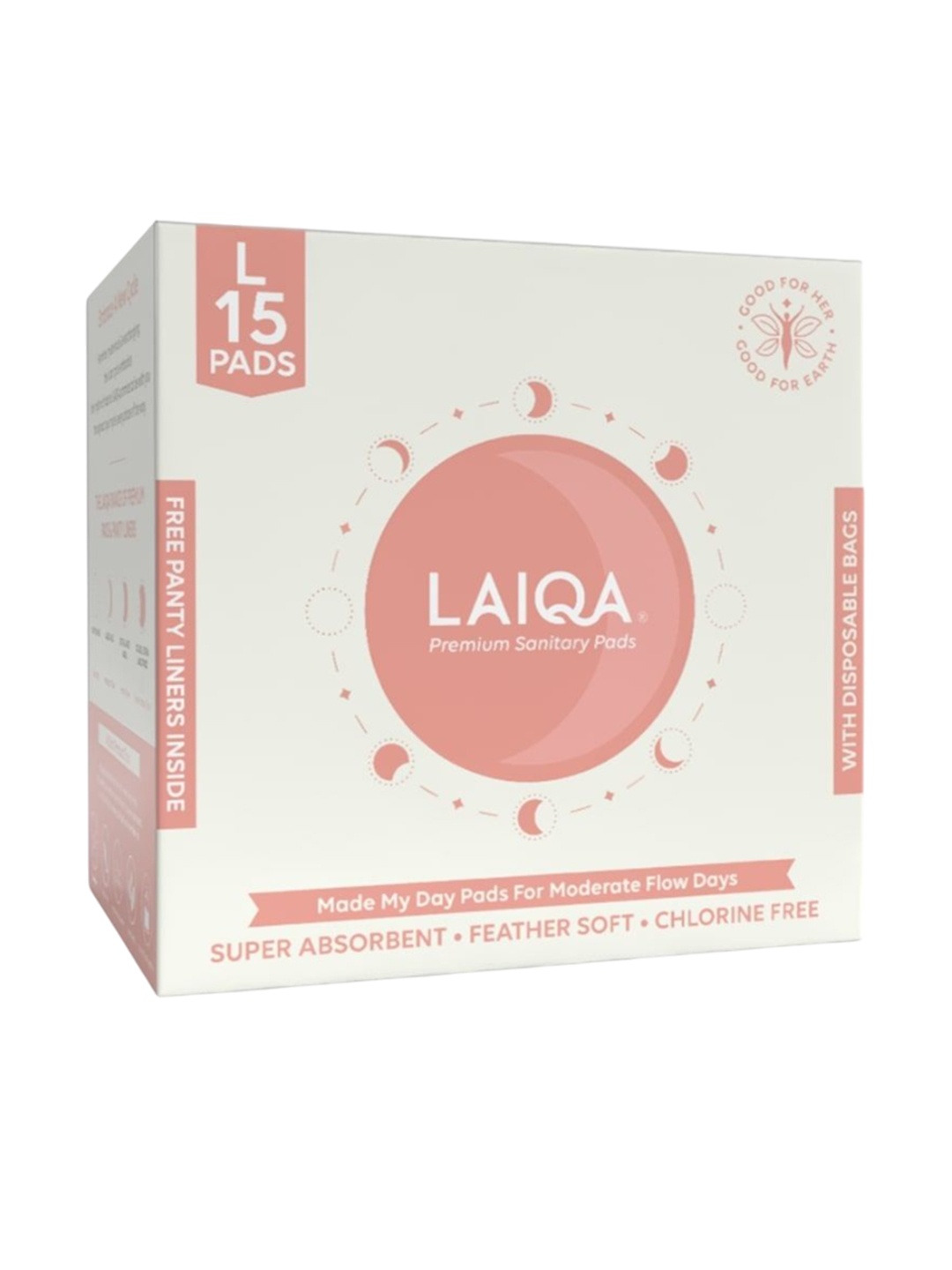 

LAIQA Leak Guard Premium Sanitary Pad- 15 Pads- L, White