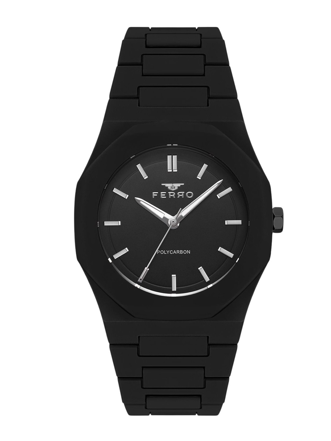 

Ferro Men Brass Dial & Straps Analogue Watch F11400D-G, Black