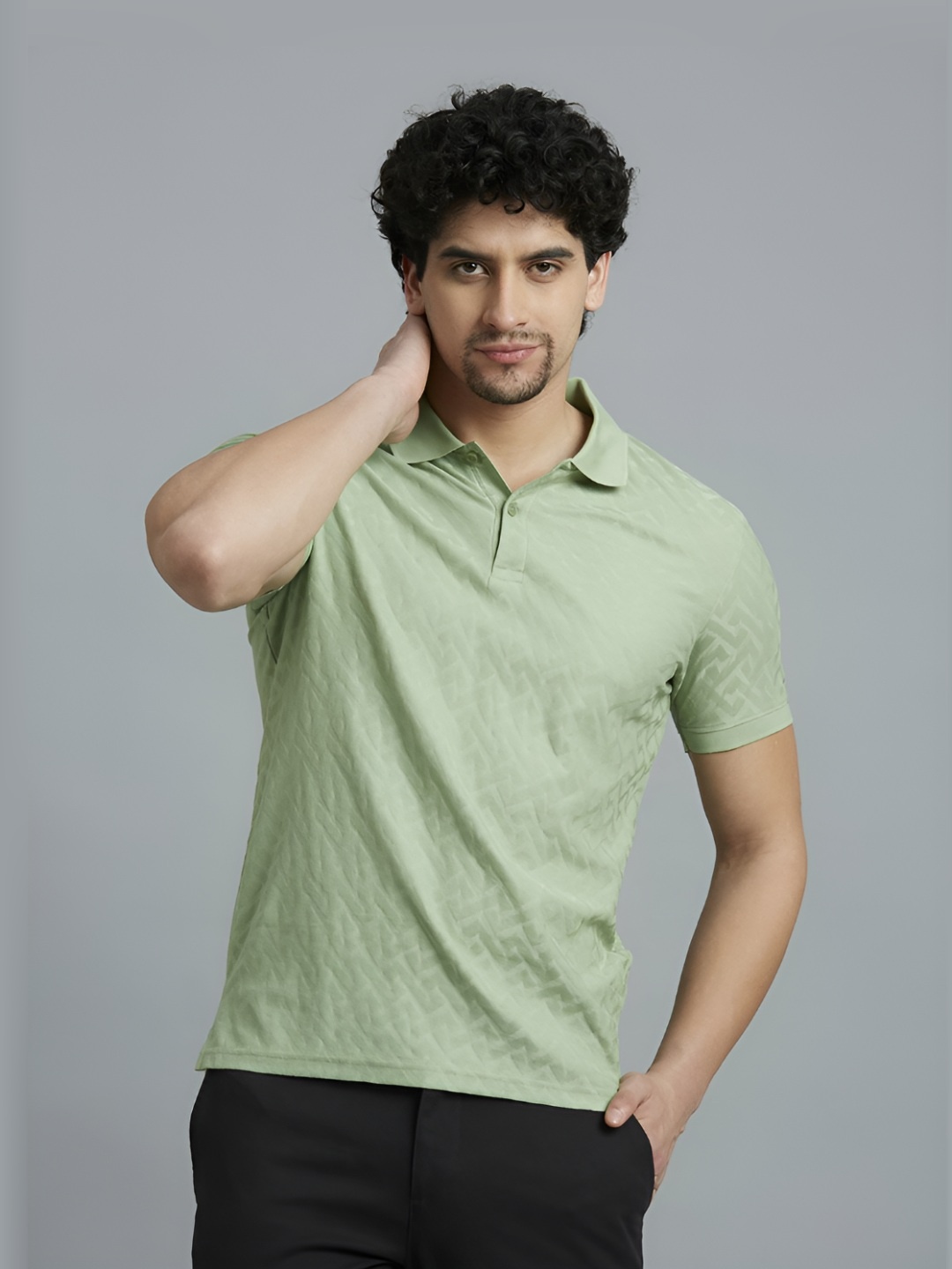 

Reid & Taylor Men Polo Collar Pockets Slim Fit T-shirt, Green