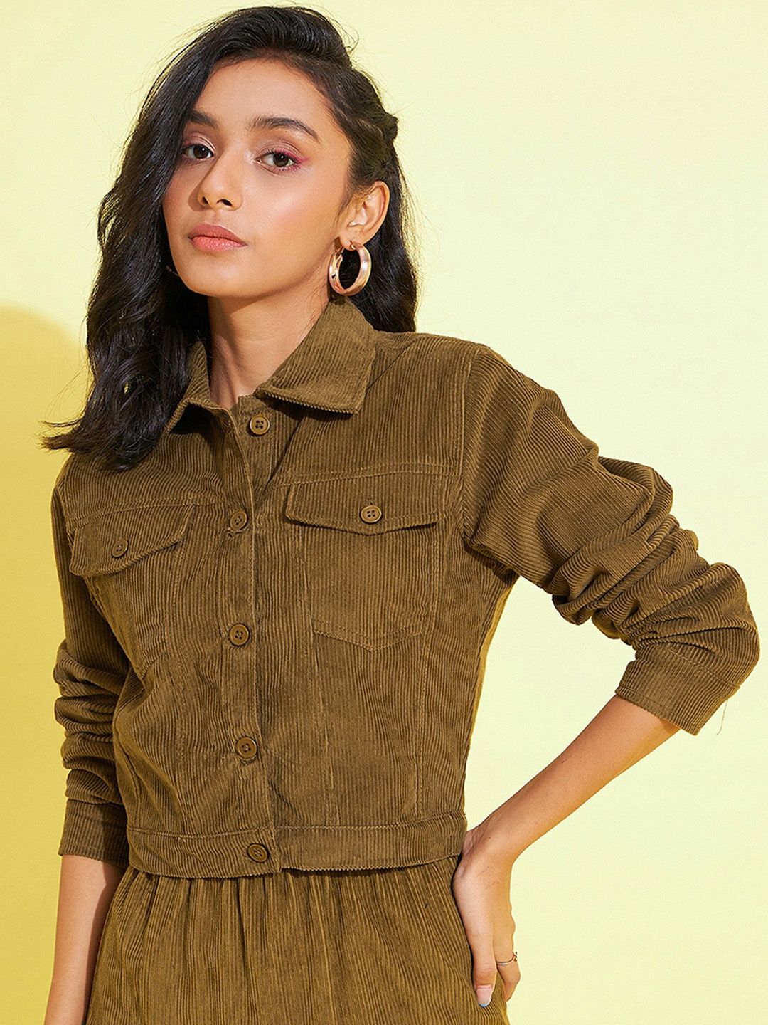 

Noh.Voh - SASSAFRAS Kids Girls Corduroy Crop Tailored Jacket, Beige