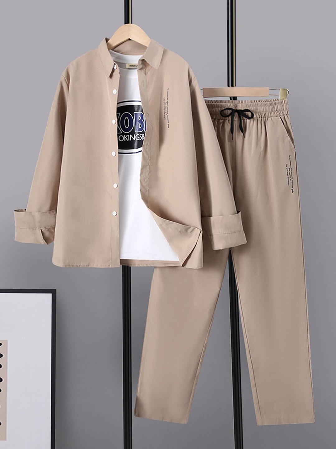 

INCLUD Boys Shirt with Trousers, Khaki