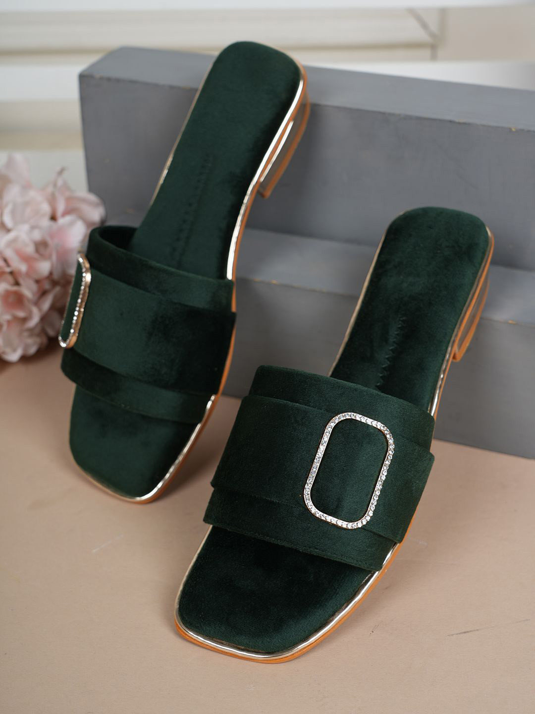 

SAPATOS Women Open Toe Flats, Green