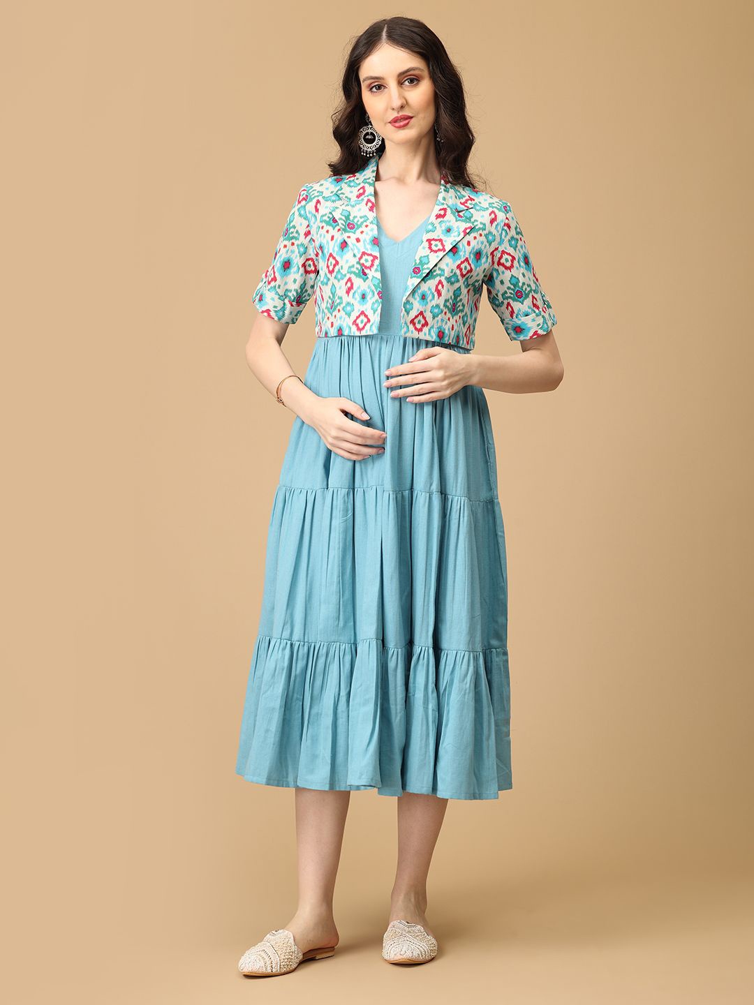 

The Mom Store Maternity A-Line Midi Dress, Blue