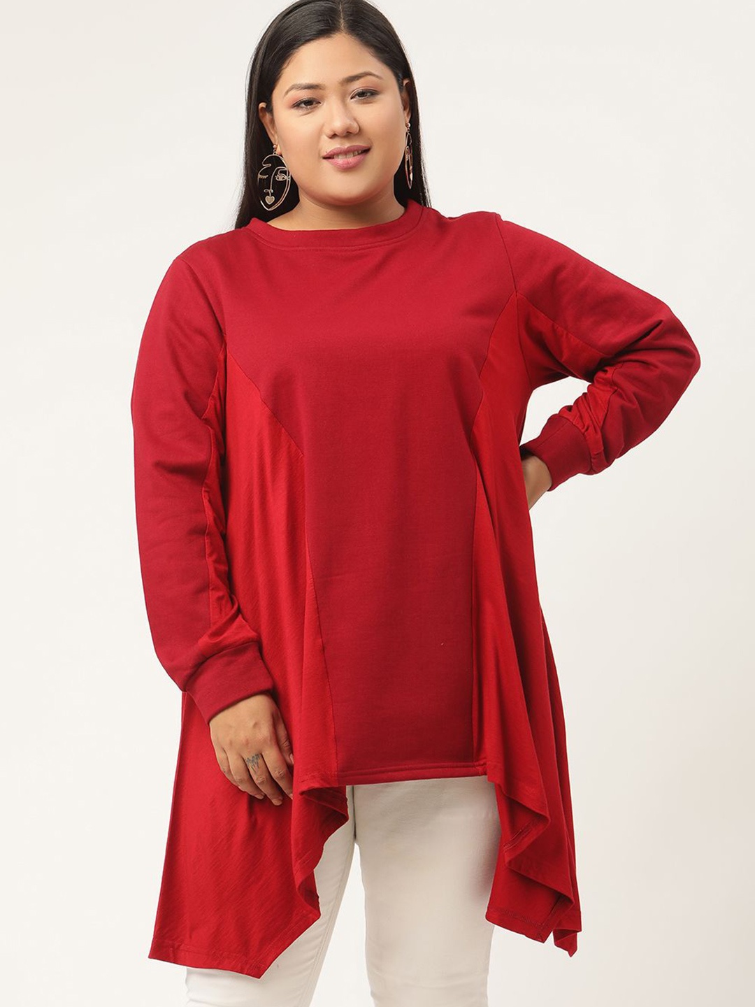 

theRebelinme Cotton Longline Top, Maroon