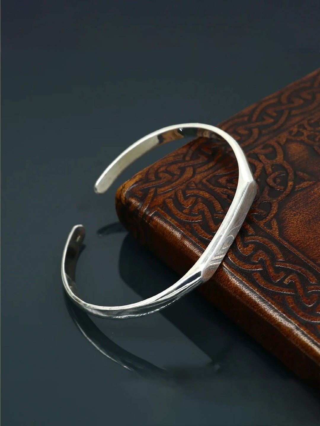 

RUHI COLLECTION Unisex Hand Painted Rhodium-Plated Cuff Bracelet, Silver