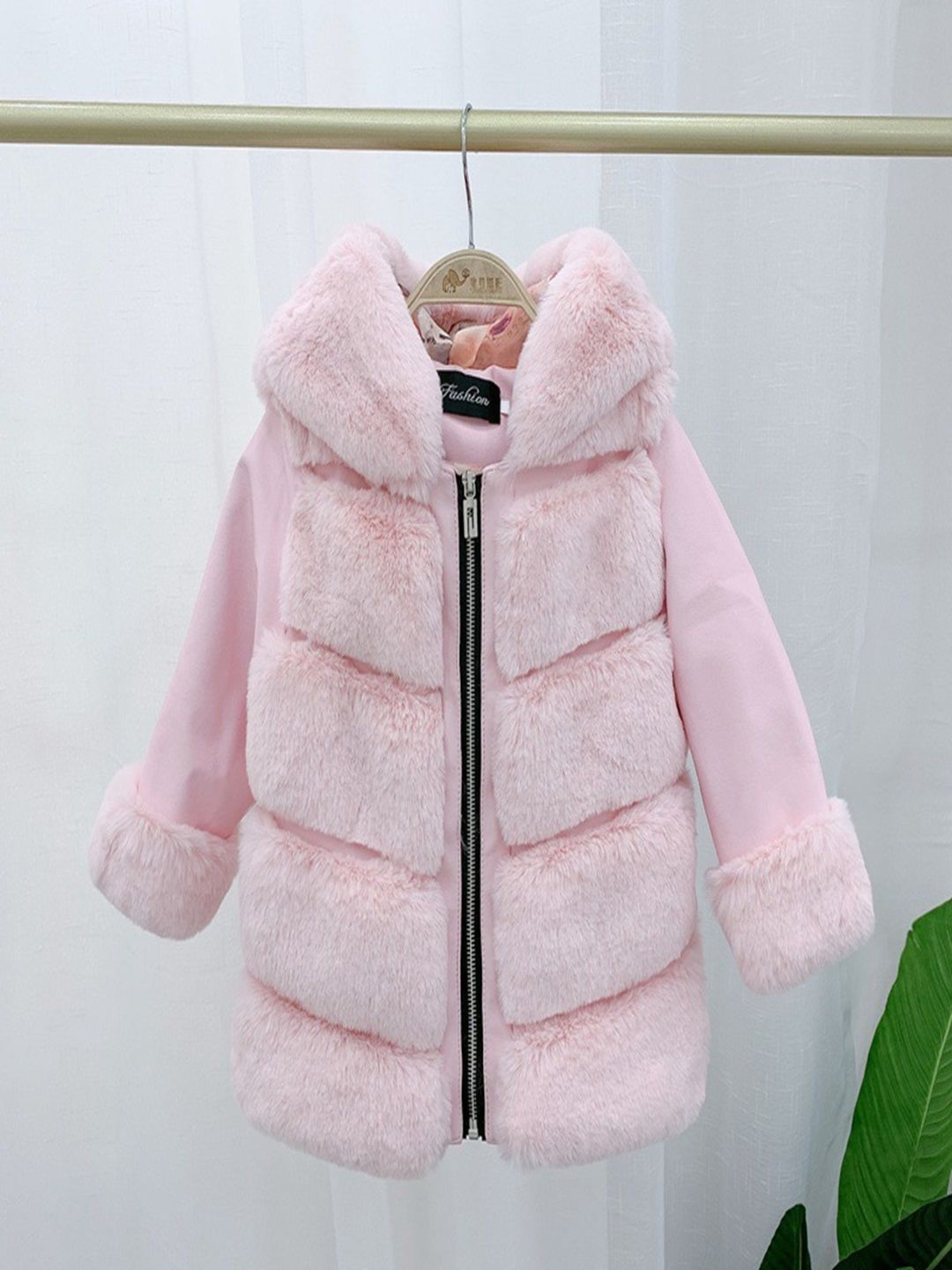 

Xsole Kids Single-Breasted Hooded Overcoat, Pink