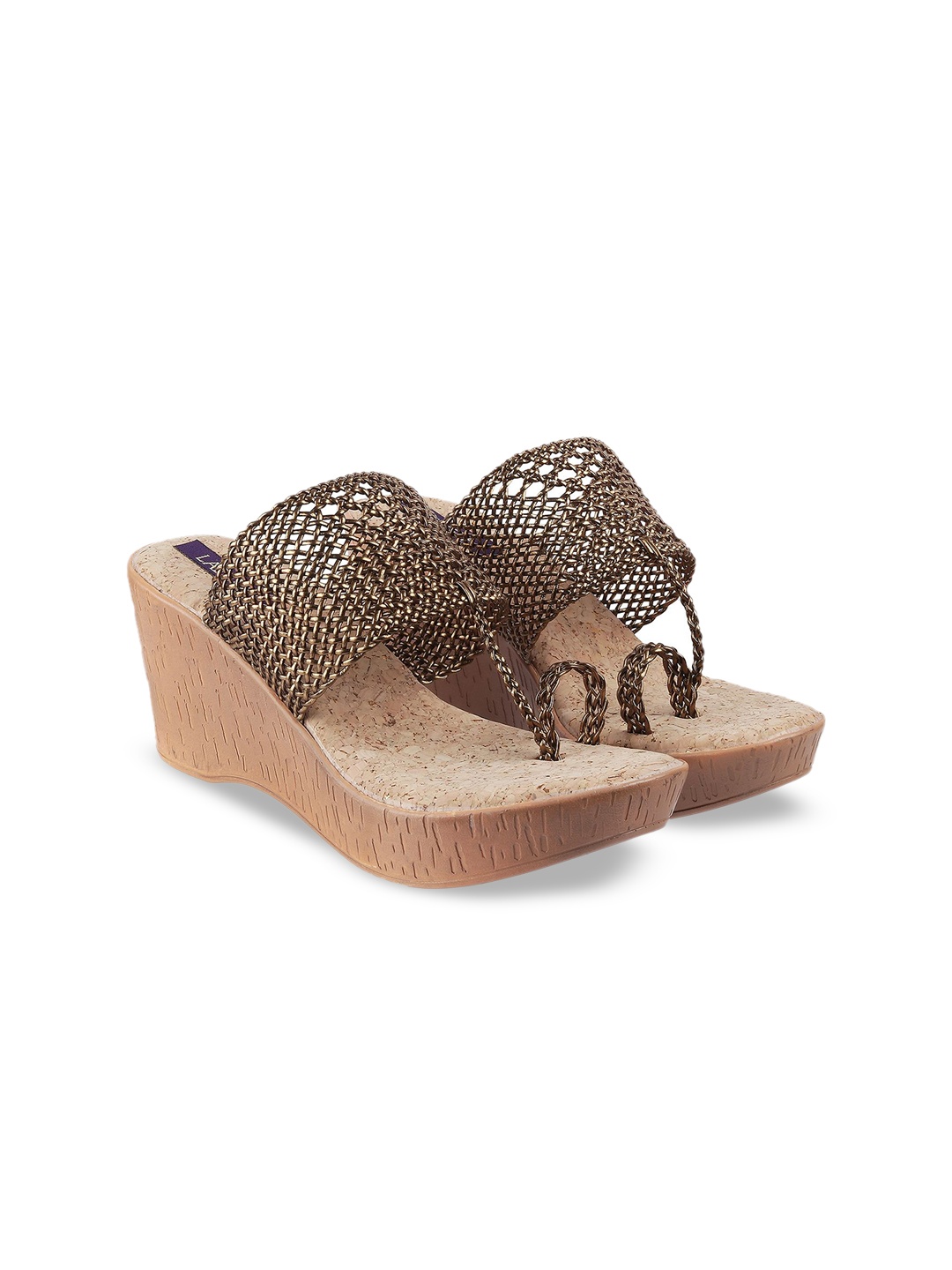 

Lazera Platform Sandals with Laser Cuts, Gold