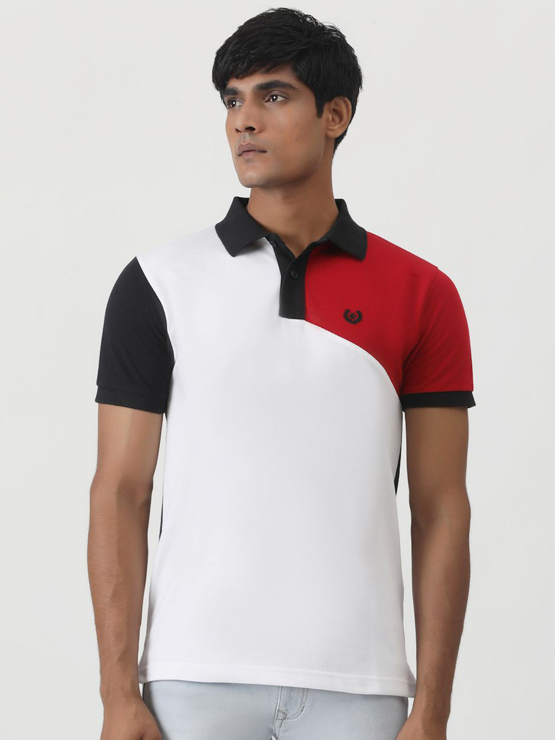 

Greenfibre Men Colourblocked Polo Collar Slim Fit Casual T-Shirt, White