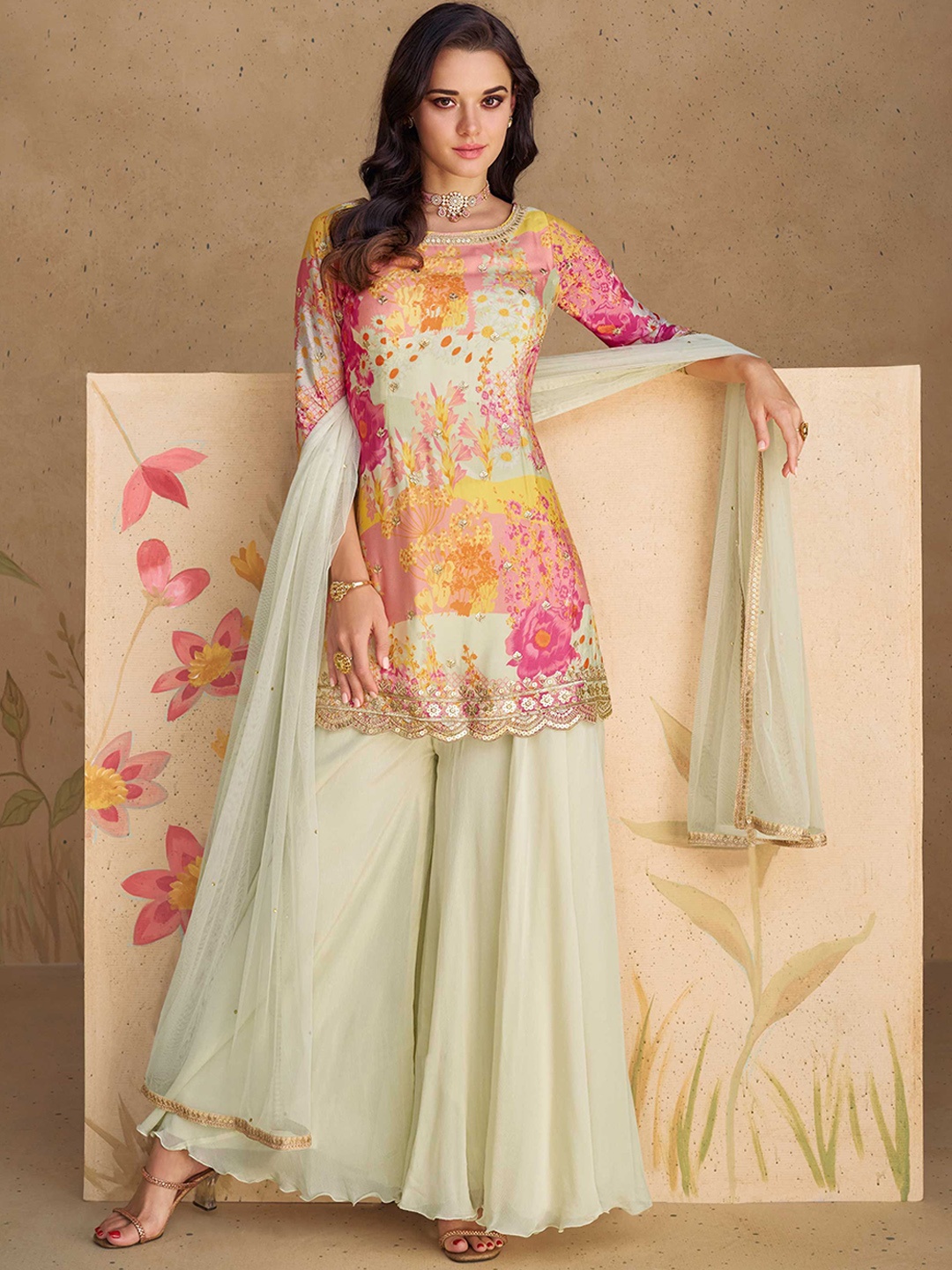 

Jaipur Kurti Embroidered Semi-Stitched Dress Material, White