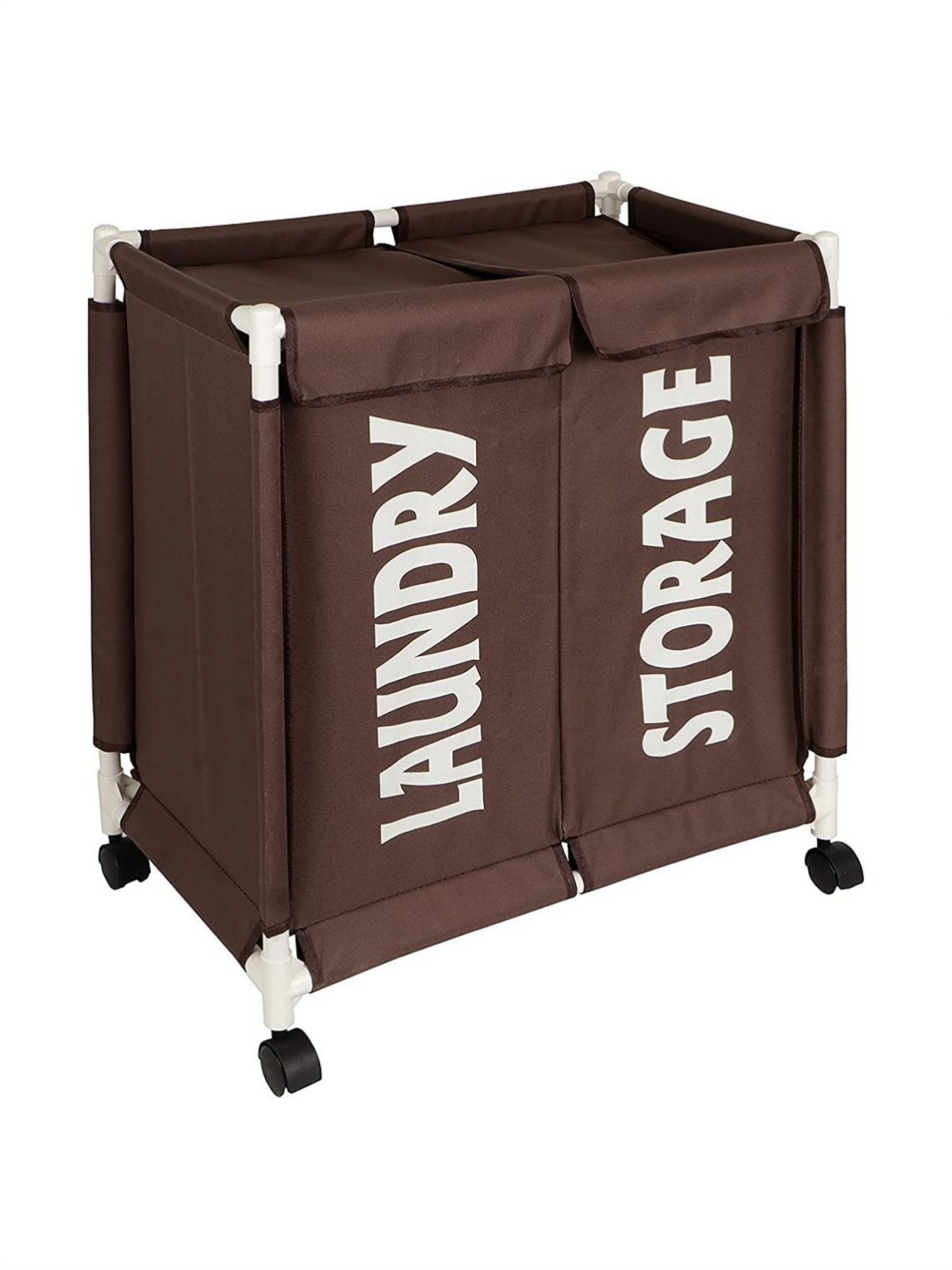 

HOKIPO Brown & White Printed Laundry Basket with Lid Cover