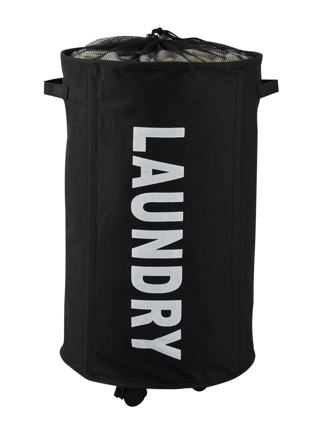 

HOKIPO Black Printed Laundry Basket with Wheels